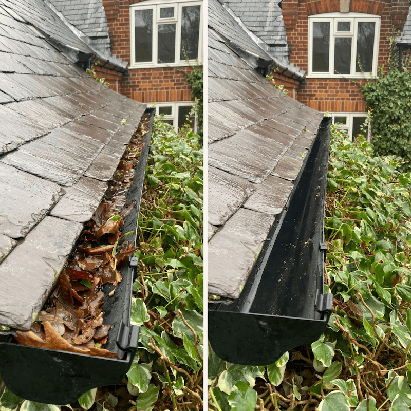 Before and after window cleaning
